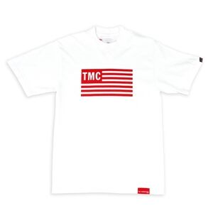 NWT The Marathon Clothing Mens Limited Edition TMC Flag T-Shirt White Red Size S